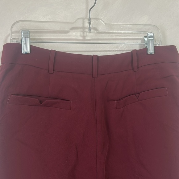 𝅺Anthropologie Sasha Button-Fly Tapered Trousers in Wine Red size 10 pants - Picture 8 of 10